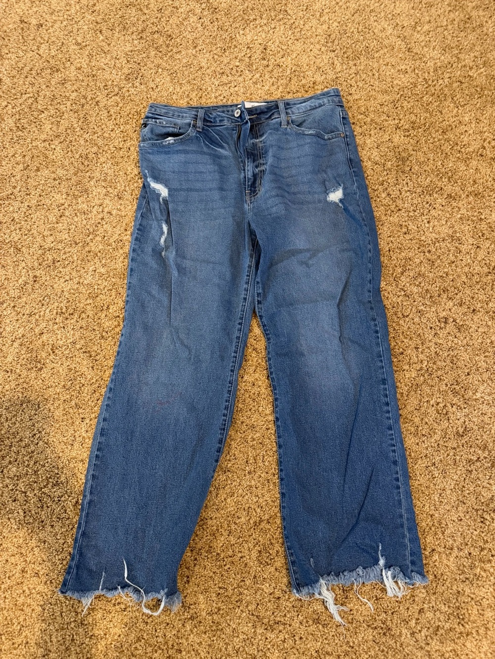 KanCan Blue Straight-Leg Distressed Jeans